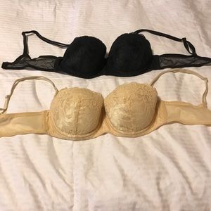 Two Victoria’s Secret bras 36B, lacy Demi cup